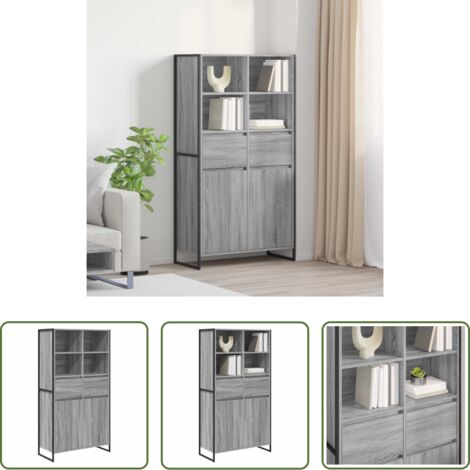 Credenza con cassetto -  Credenza con cassetto 2 pcs Grigio Sonoma 81 x 36 x 150.5 cm