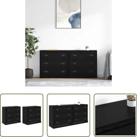 Credenza con cassetto -  Sideboards con cassetto 2 pcs Rovere Nero 70 x 35,5 x 67,5 cm