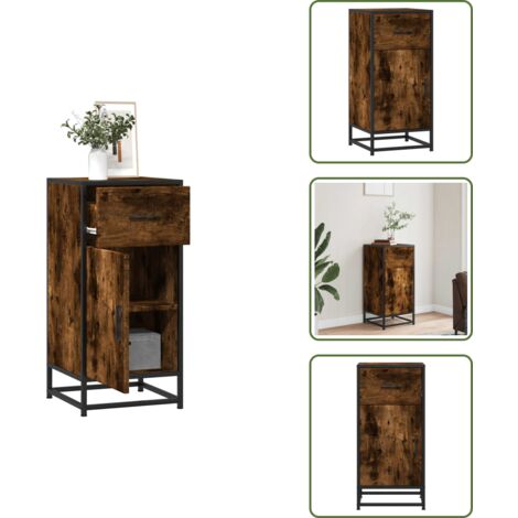 Credenza con cassetto - vidaXL Credenza Rovere Fumo 35,5x35x76 cm in Truciolato - Credenza con ripiani