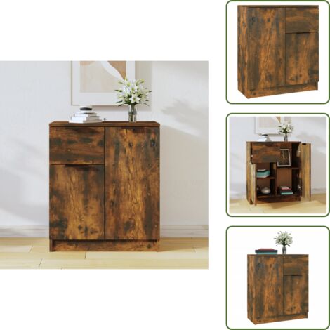 Credenza con cassetto - vidaXL Credenza Rovere Fumo 60x30x70 cm in Legno tecnico - Credenza con ante