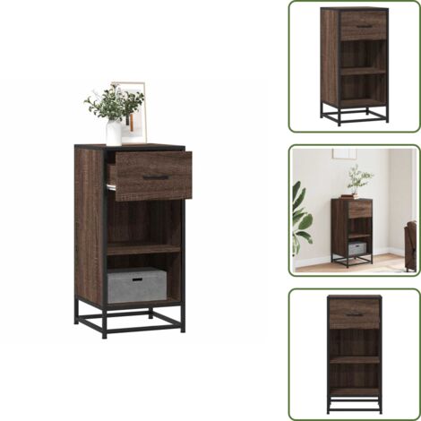 Credenza con cassetto - vidaXL Credenza Rovere Marrone 35,5x35x76 cm in Truciolato e Metallo - Credenza con ripiani