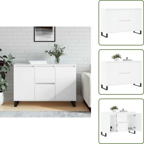 Credenza con gambe in ferro - vidaXL Credenza Bianca 101,5x35x70 cm in Legno Multistrato -