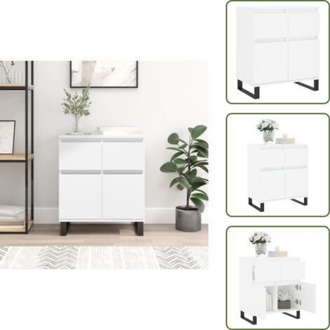 Credenza con gambe in ferro - vidaXL Credenza Bianca 60x35x70 cm in Legno Multistrato - Credenza per casa