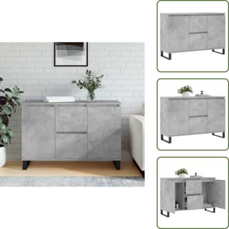 Credenza con gambe in ferro - vidaXL Credenza Grigio Cemento 101,5x35x70 cm in Legno Multistrato - Credenza per casa