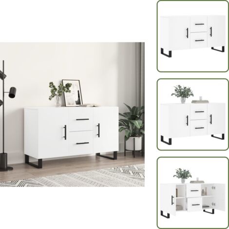 Credenza con gambe in metallo - vidaXL Credenza Bianca 100x36x60 cm in Legno Multistrato - Credenza con ante