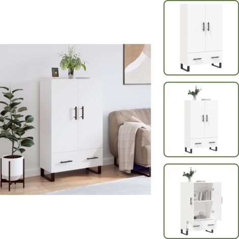 Credenza con gambe in metallo - vidaXL Credenza Bianca 69,5x31x115 cm in Legno Multistrato - Credenza per interni