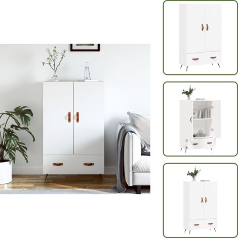 Credenza con gambe in metallo - vidaXL Credenza Bianca 69,5x31x115 cm in Legno Multistrato - Credenza per interni