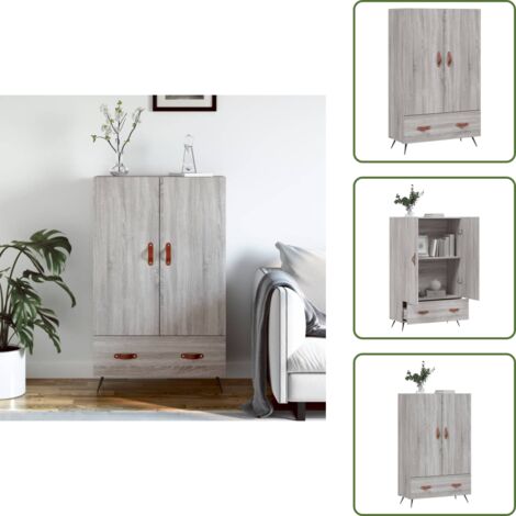 Credenza con gambe in metallo - vidaXL Credenza Grigio Sonoma 69,5x31x115 cm in Legno Multistrato - Credenza con piano di esposizione