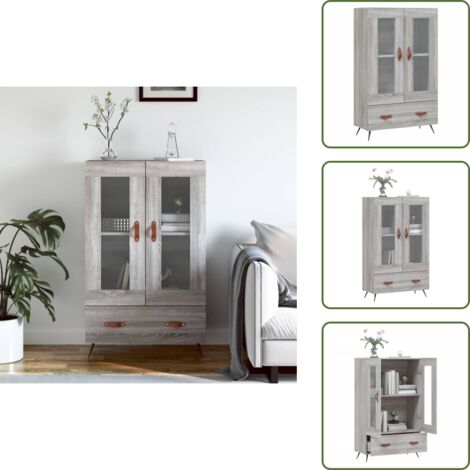 Credenza con gambe in metallo - vidaXL Credenza Grigio Sonoma 69,5x31x115 cm in Legno Multistrato - Credenza con piano in vetro