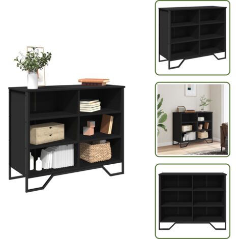 Credenza con gambe in metallo - vidaXL Credenza Nera 91x35,5x74,5 cm in Legno Multistrato - Credenza con ante