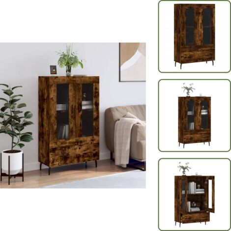 Credenza con gambe in metallo - vidaXL Credenza Rovere Fumo 69,5x31x115 cm in Legno Multistrato - Credenza con vetro