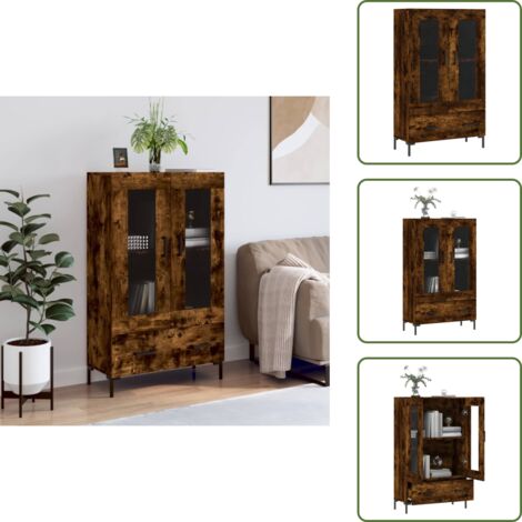 Credenza con gambe in metallo - vidaXL Credenza Rovere Fumo 69,5x31x115 cm in Legno Multistrato - Credenza con vetro