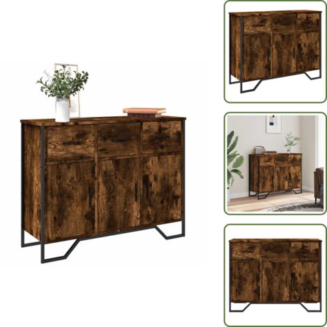 Credenza con gambe in metallo - vidaXL Credenza Rovere Fumo 97x32,5x74,5 cm in Legno Multistrato - Credenza con ante