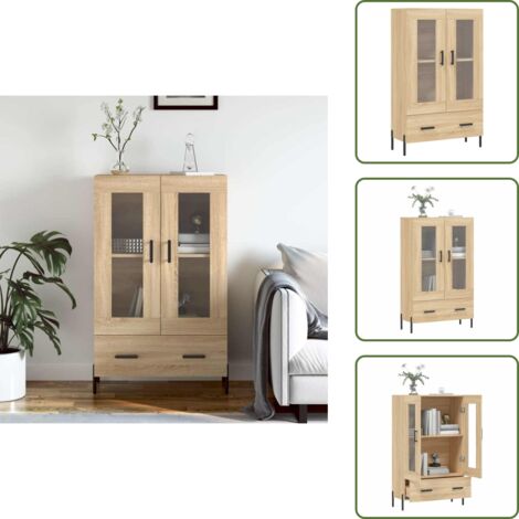 Credenza con gambe in metallo - vidaXL Credenza Rovere Sonoma 69,5x31x115 cm in Legno Multistrato - Credenza con ante in vetro