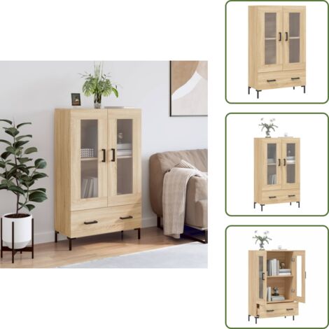 Credenza con gambe in metallo - vidaXL Credenza Rovere Sonoma 69,5x31x115 cm in Legno Multistrato - Credenza con piano in vetro