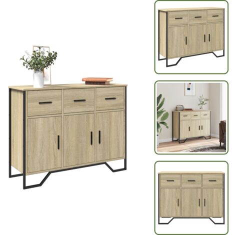 Credenza con gambe in metallo - vidaXL Credenza Rovere Sonoma 97x32,5x74,5 cm in Legno Multistrato - Credenza con ante