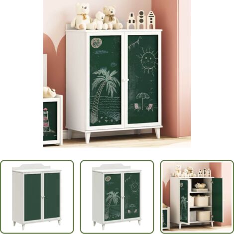 Credenza con lavagna -  Armadio con due porte e frontale della lavagna ROROS Bianco