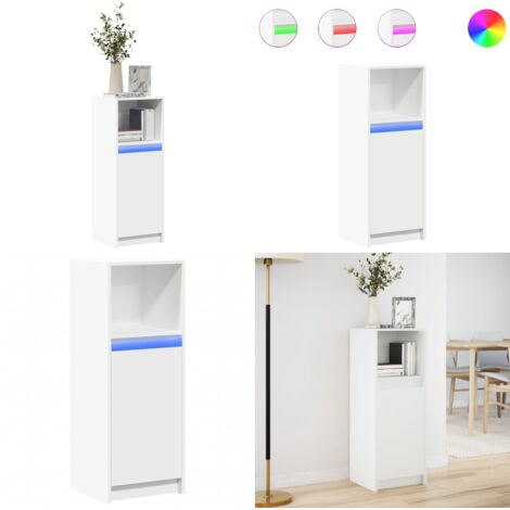 Credenza con LED Bianca 38x34x100 cm in Legno Multistrato - Credenza moderna - Credenza in legno
