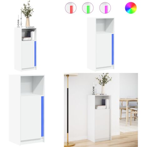 Credenza con LED Bianca 42,5x34x100 cm in Legno Multistrato - Credenza moderna - Credenza in legno