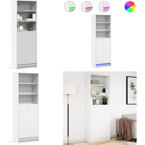 Credenza con LED Bianca 69x32,5x200 cm in Truciolato - Credenza in truciolato - Credenza con luci RGB