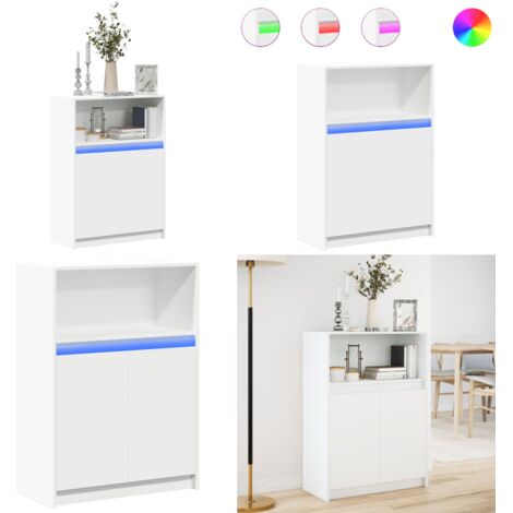 Credenza con LED Bianca 72x34x100 cm in Legno Multistrato - Credenza moderna - Credenza in legno multistrato