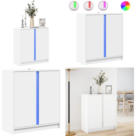 Credenza con LED Bianca 77x34x85 cm in Legno Multistrato - Credenza in legno multistrato - Credenza moderna