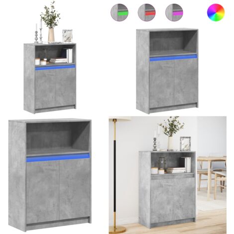 Credenza con LED Grigio Cemento 72x34x100 cm Legno Multistrato - Credenza moderna - Credenza con luci RGB