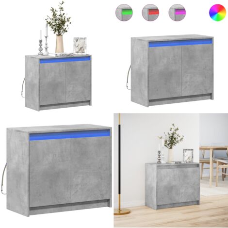 Credenza con LED Grigio Cemento 72x34x61 cm Legno Multistrato - Credenza moderna - Credenza in legno multistrato