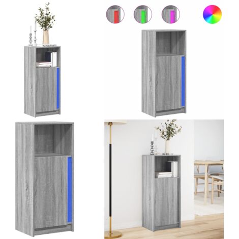 Credenza con LED Grigio Sonoma 42,5x34x100 cm Legno Multistrato - Credenza moderna - Credenza con luci RGB