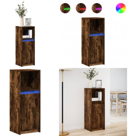 Credenza con LED Rovere Fumo 38x34x100 cm in Legno Multistrato - Credenza moderna - Credenza in legno