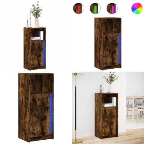 Credenza con LED Rovere Fumo 42,5x34x100cm in Legno Multistrato - Credenza moderna - Credenza in legno multistrato