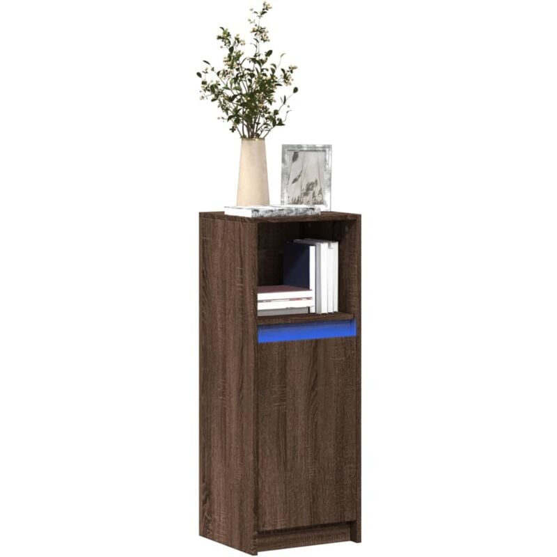 Credenza con led Rovere Marrone 38x34x100 cm Legno Multistrato