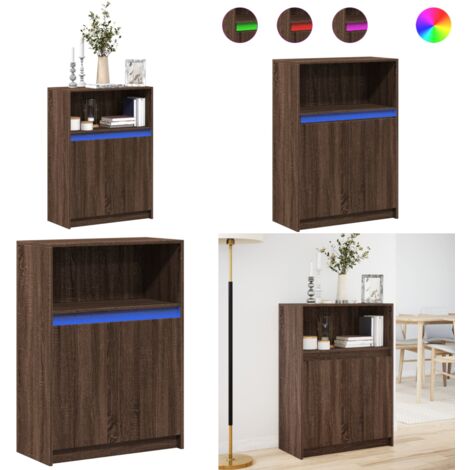 Credenza con LED Rovere Marrone 72x34x100 cm Legno Multistrato - Credenza moderna - Credenza con luci RGB