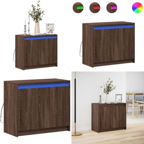 Credenza con LED Rovere Marrone 72x34x61 cm Legno Multistrato - Credenza moderna - Credenza con luci RGB