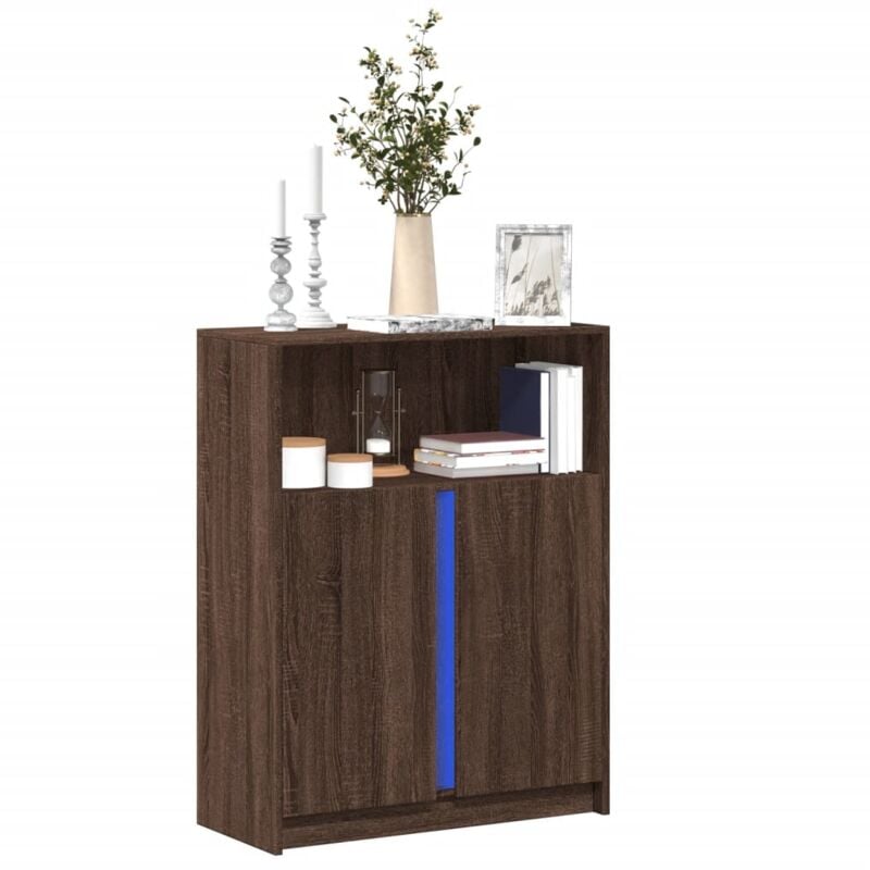 Credenza con led Rovere Marrone 77x34x100 cm Legno Multistrato