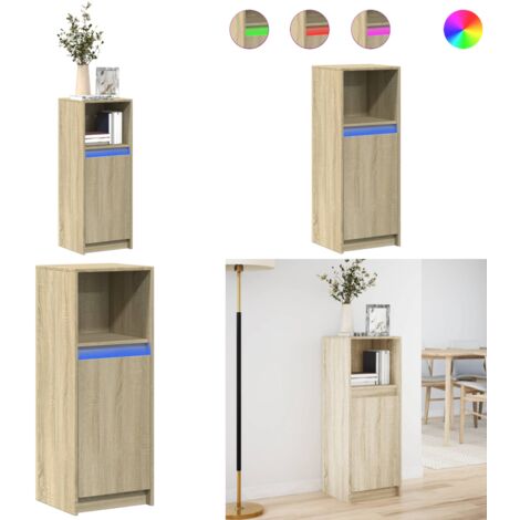 Credenza con LED Rovere Sonoma 38x34x100cm in Legno Multistrato - Credenza moderna - Credenza in legno multistrato