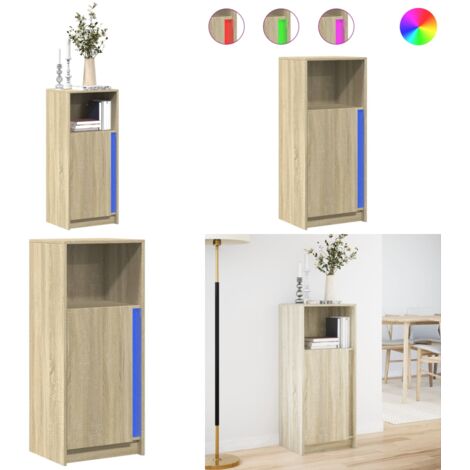 Credenza con LED Rovere Sonoma 42,5x34x100 cm Legno Multistrato - Credenza moderna - Credenza con luci RGB