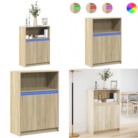 Credenza con LED Rovere Sonoma 72x34x100cm in Legno Multistrato - Credenza moderna - Credenza in legno multistrato