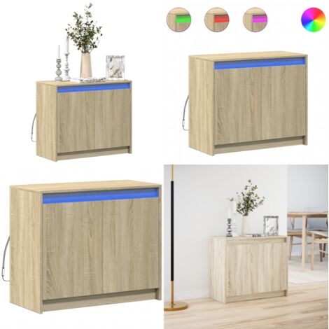 Credenza con LED Rovere Sonoma 72x34x61 cm in Legno Multistrato - Credenza moderna - Credenza in legno multistrato