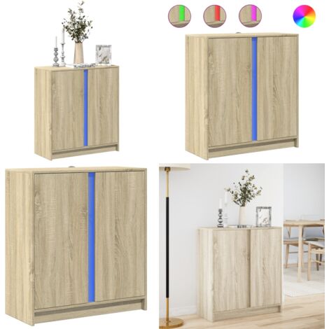 Credenza con LED Rovere Sonoma 77x34x85 cm in Legno Multistrato - Credenza moderna - Credenza in legno multistrato