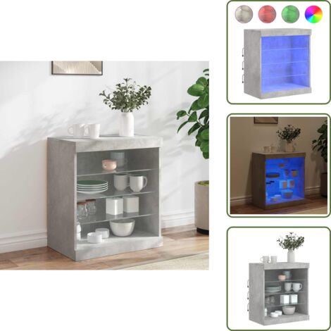 Credenza con luce RGB - vidaXL Credenza con Luci LED Grigio Cemento 60,5x37x67 cm - Credenza con luci regolabili