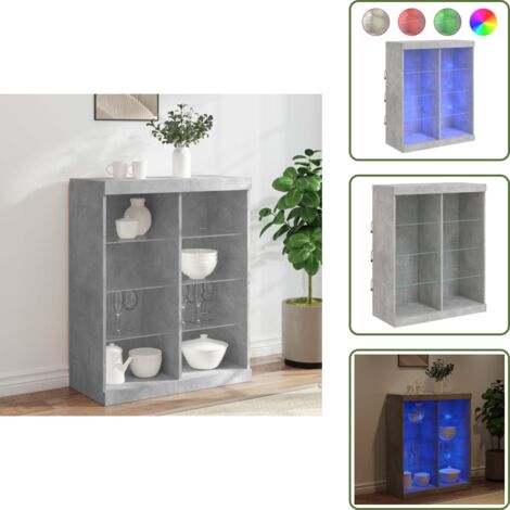 Credenza con luce - vidaXL Credenza con Luci LED Grigio Cemento 81x37x100 cm - Credenza con funzione di esposizione