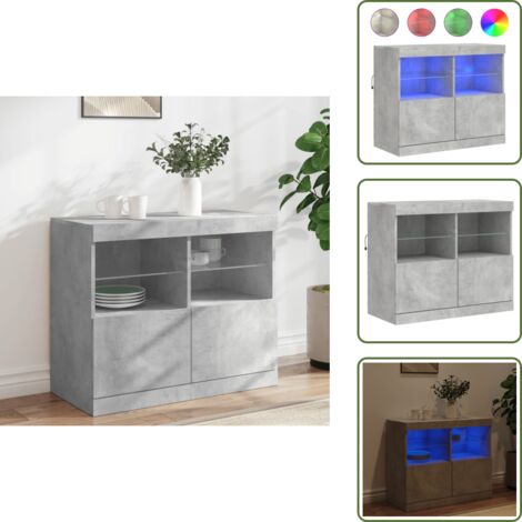 Credenza con luce - vidaXL Credenza con Luci LED Grigio Cemento 81x37x67 cm - Credenza per oggetti