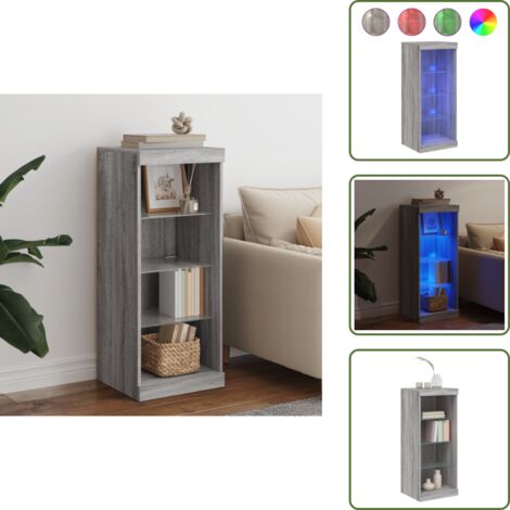 Credenza con luce - vidaXL Credenza con Luci LED Grigio Sonoma 41x37x100 cm - Credenza con luce regolabile