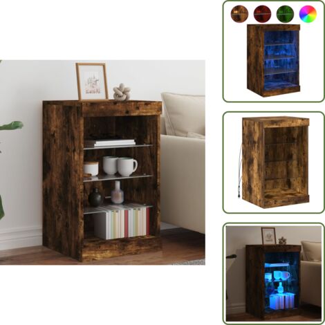 Credenza con luce - vidaXL Credenza con Luci LED Rovere Fumo 41x37x67 cm - Credenza in legno