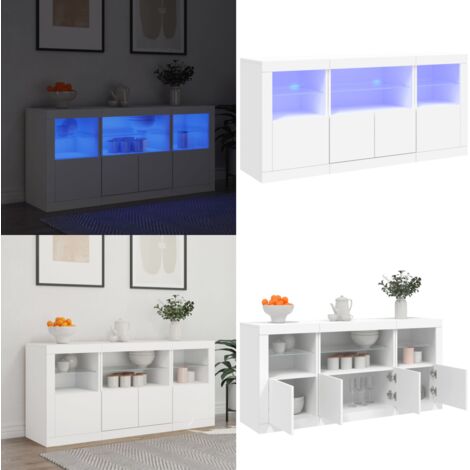 Credenza con Luci LED Bianca 142,5x37x67 cm - Luci LED RGB - Credenza moderna