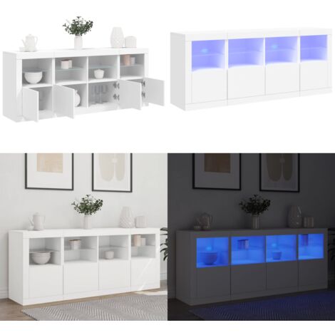 Credenza con Luci LED Bianca 163x37x67 cm - Credenza moderna - Luci LED RGB