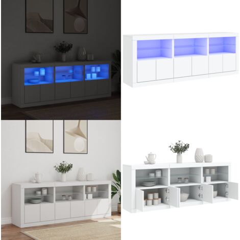 Credenza con Luci LED Bianca 181,5x37x67 cm - Luci LED RGB - Credenza moderna
