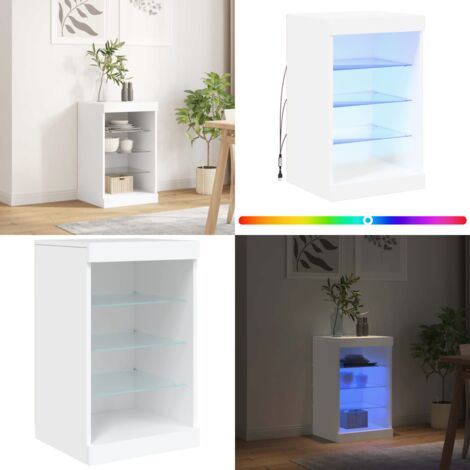 Credenza con Luci LED Bianca 41x37x67 cm - Credenza moderna - Luci LED RGB