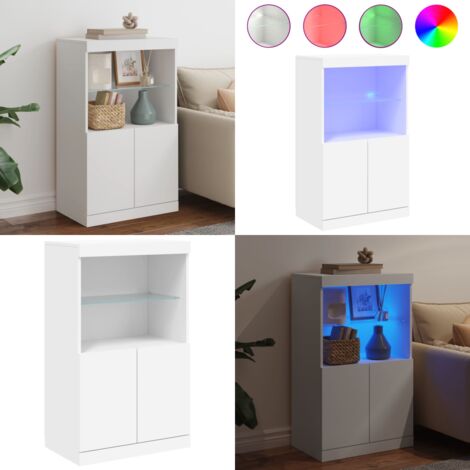 Credenza con Luci LED Bianca 60,5x37x100 cm - Credenza moderna - Luci LED RGB